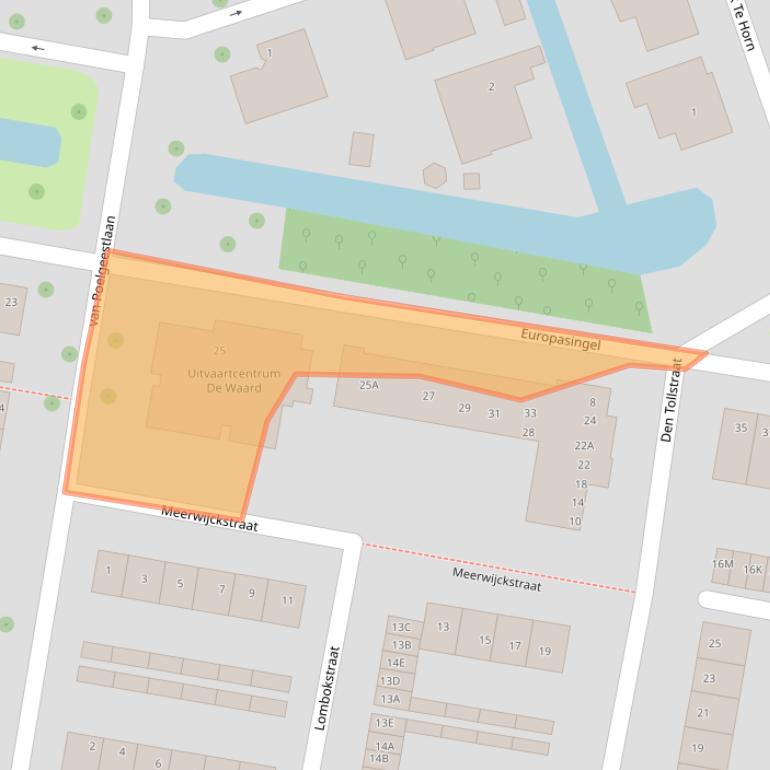 Kaart van postcodegebied 2396EK.