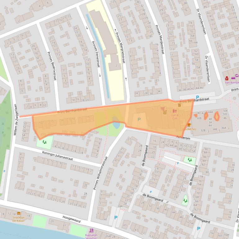 Kaart van postcodegebied 2396GA.