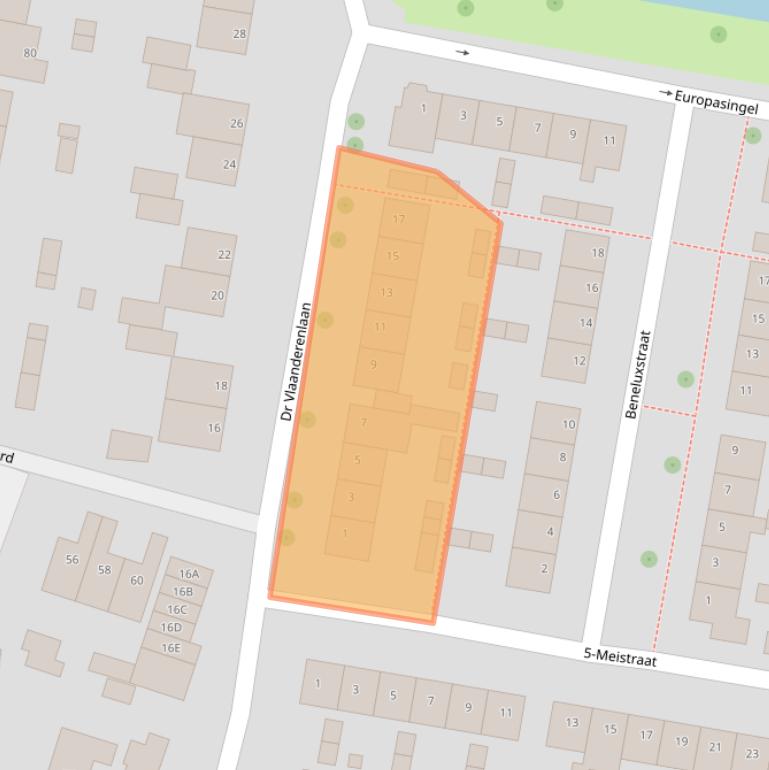 Kaart van postcodegebied 2396GT.