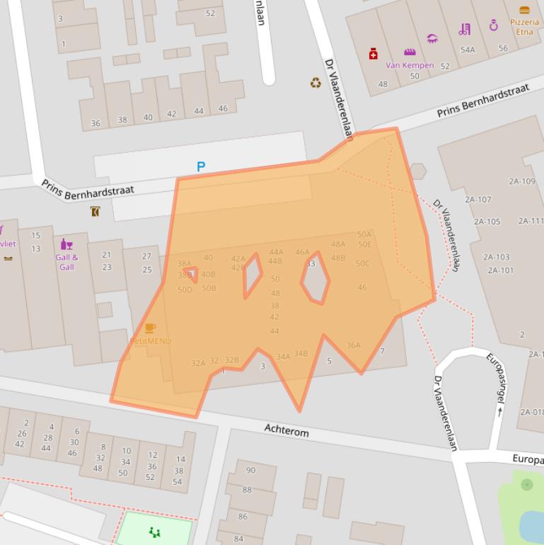 Kaart van postcodegebied 2396GX.