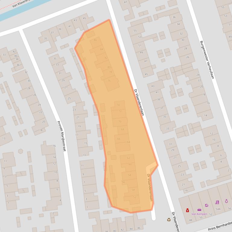 Kaart van postcodegebied 2396GZ.