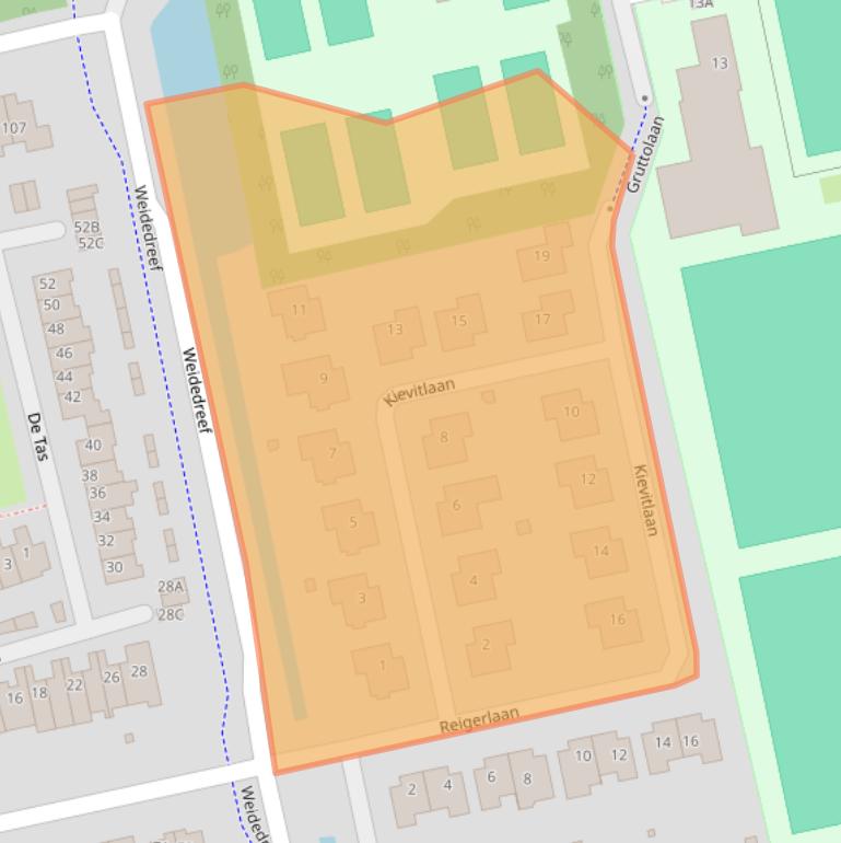 Kaart van postcodegebied 2396JC.