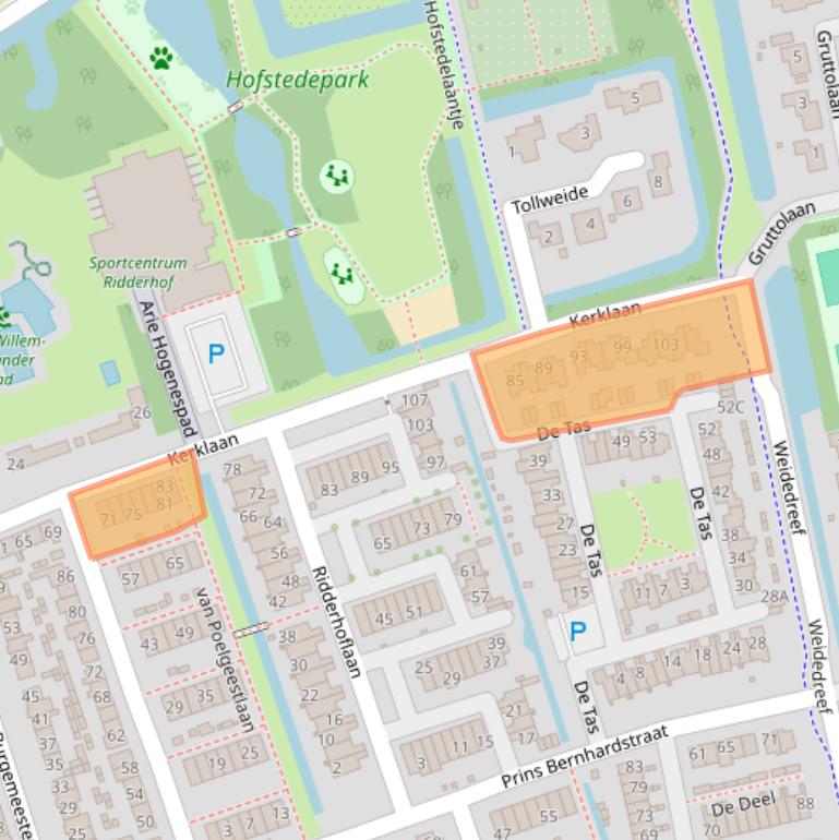 Kaart van postcodegebied 2396VH.