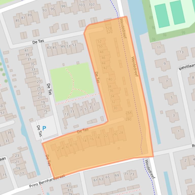 Kaart van postcodegebied 2396VM.