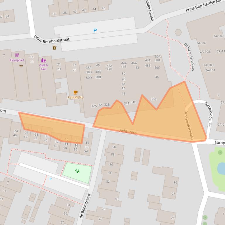 Kaart van postcodegebied 2396VW.