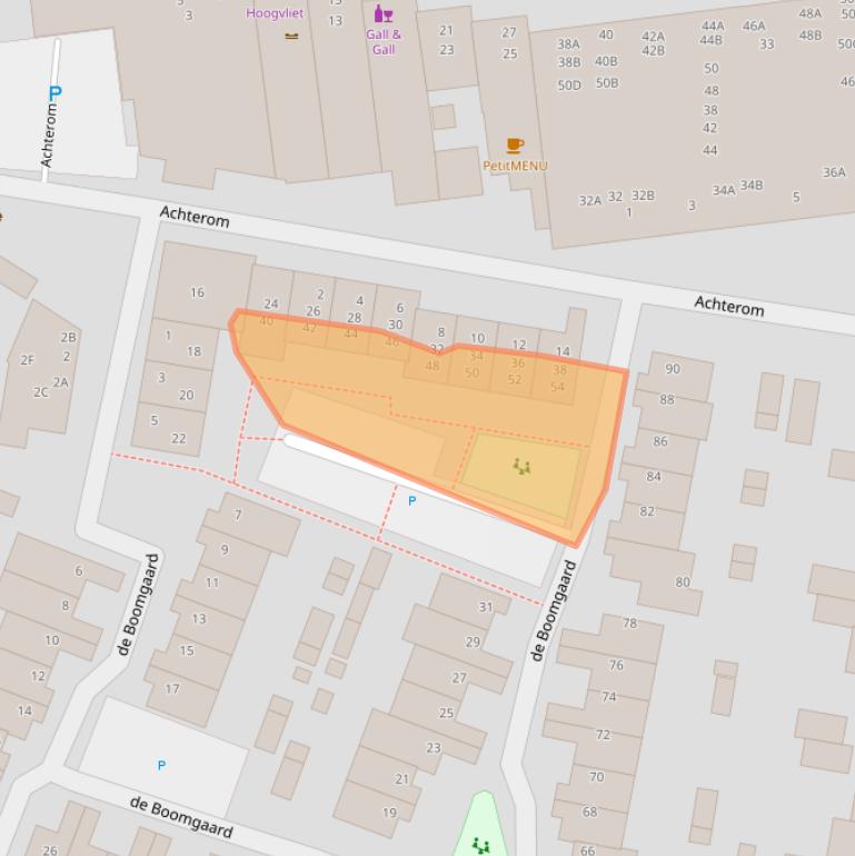 Kaart van postcodegebied 2396VZ.