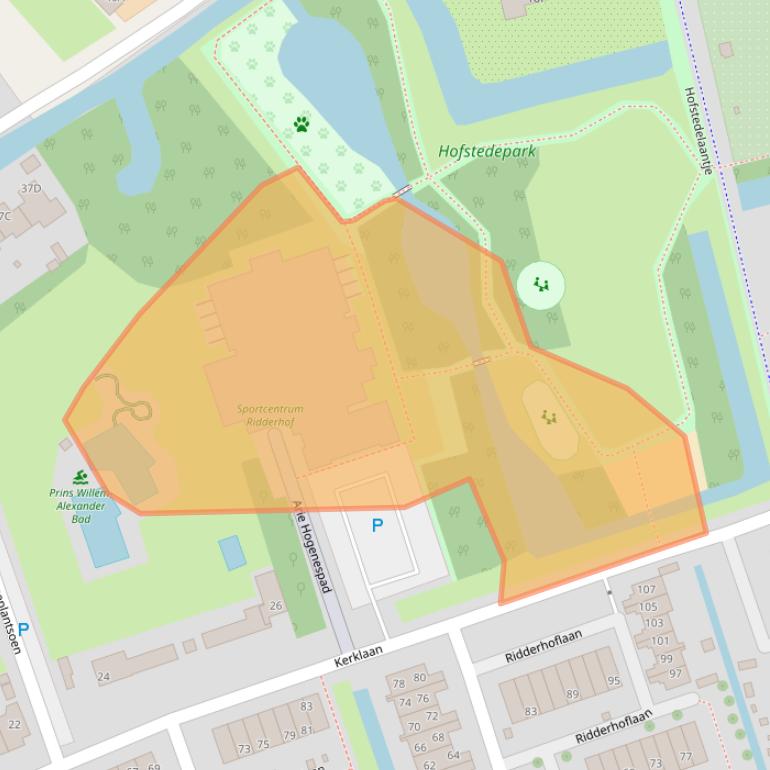 Kaart van postcodegebied 2396WJ.