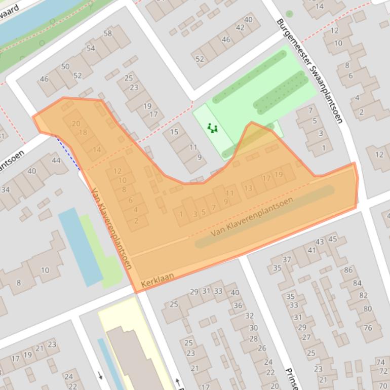 Kaart van postcodegebied 2396WV.