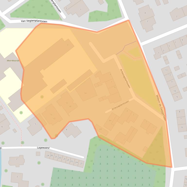 Kaart van postcodegebied 2396XJ.
