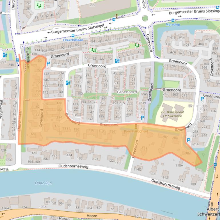 Kaart van postcodegebied 2401AJ.