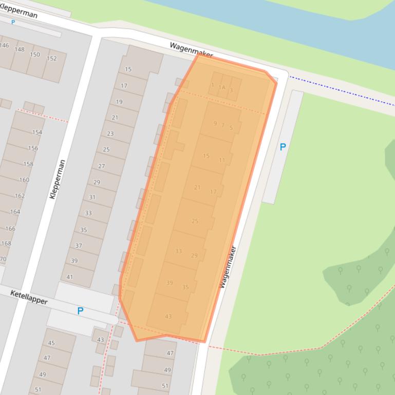 Kaart van postcodegebied 2401GA.