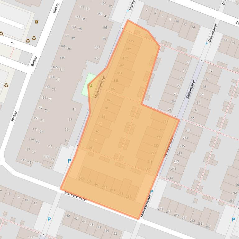 Kaart van postcodegebied 2401JB.