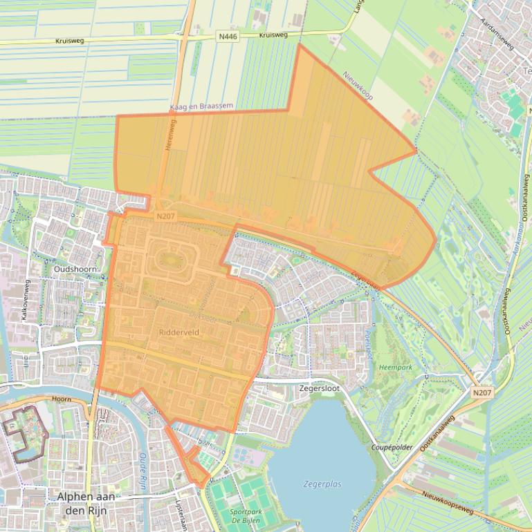 Kaart van postcodegebied 2402.