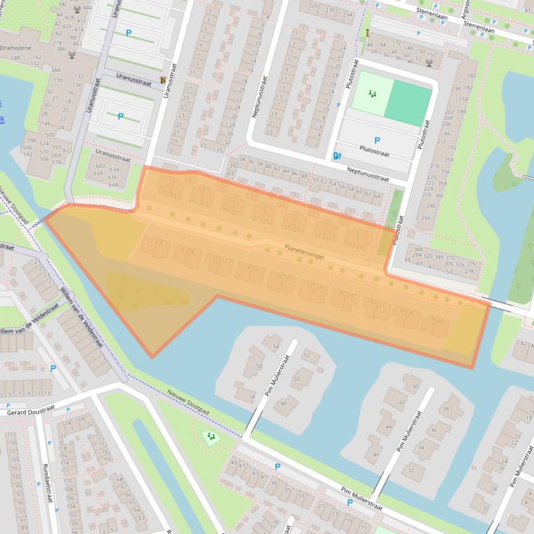 Kaart van postcodegebied 2402AA.