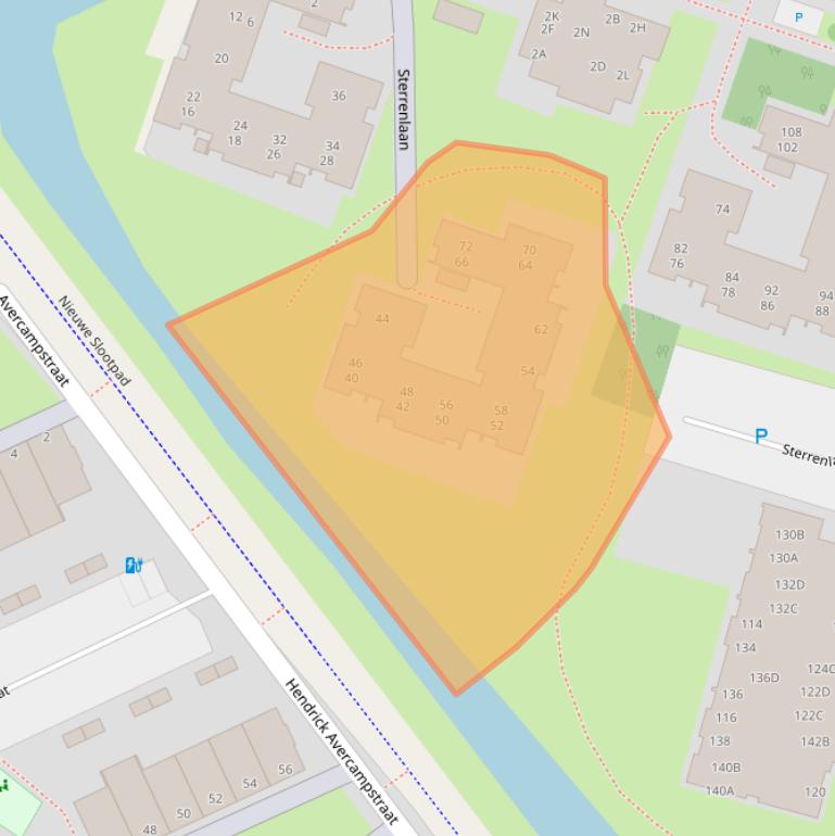 Kaart van postcodegebied 2402AX.