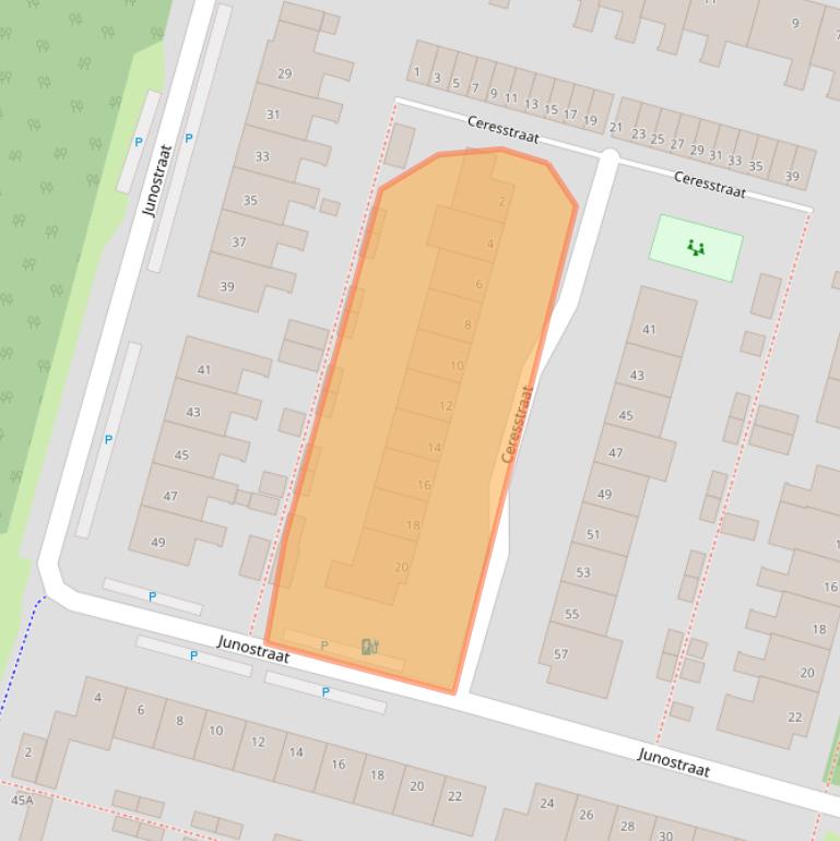 Kaart van postcodegebied 2402BK.