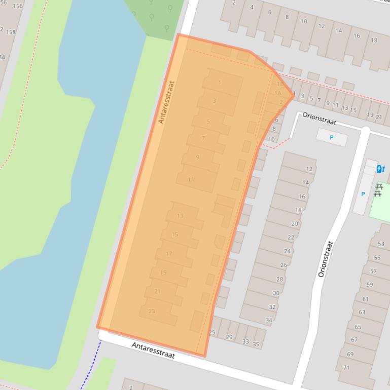 Kaart van postcodegebied 2402BN.