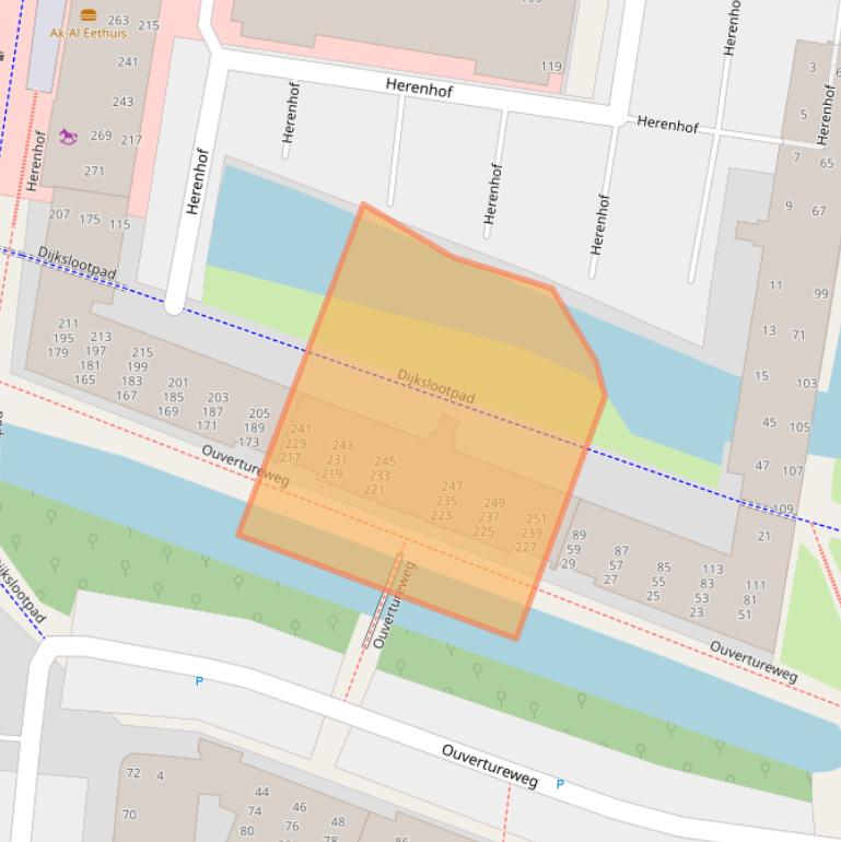 Kaart van postcodegebied 2402DW.