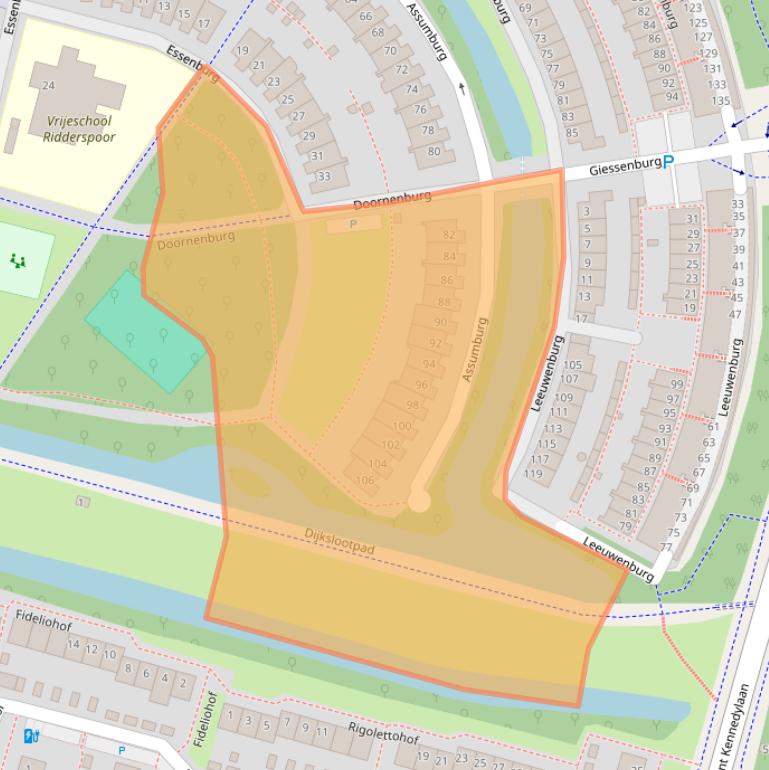 Kaart van postcodegebied 2402KV.