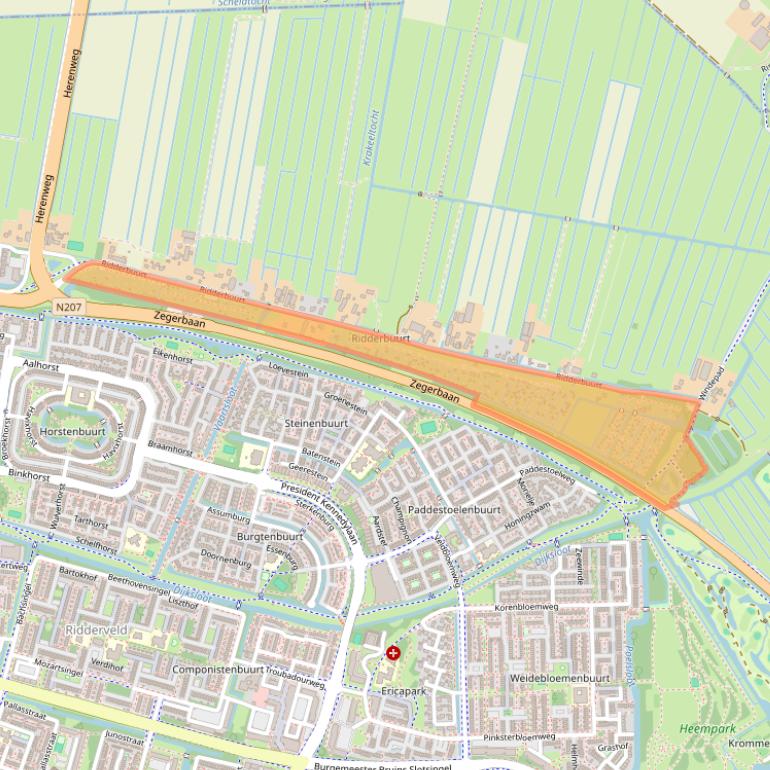 Kaart van postcodegebied 2402NJ.