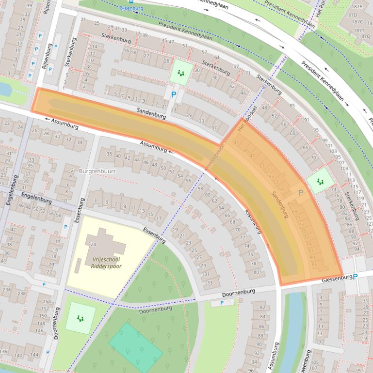 Kaart van postcodegebied 2402RJ.