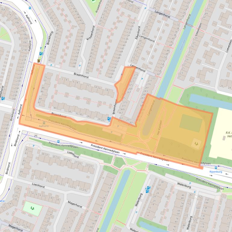 Kaart van postcodegebied 2402RZ.