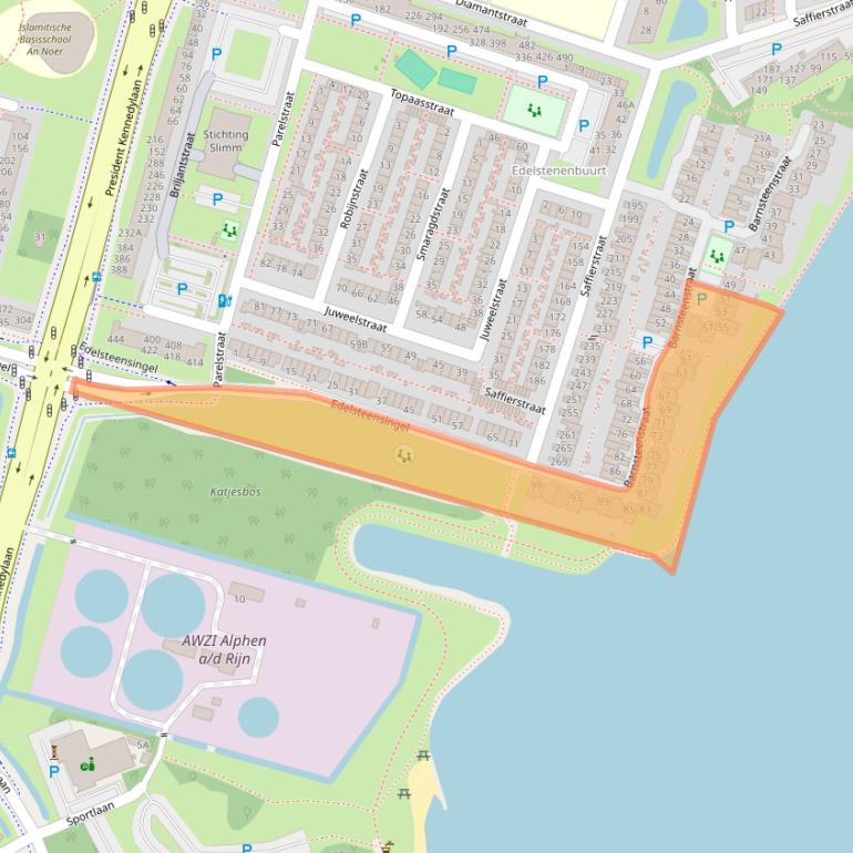 Kaart van postcodegebied 2403BX.