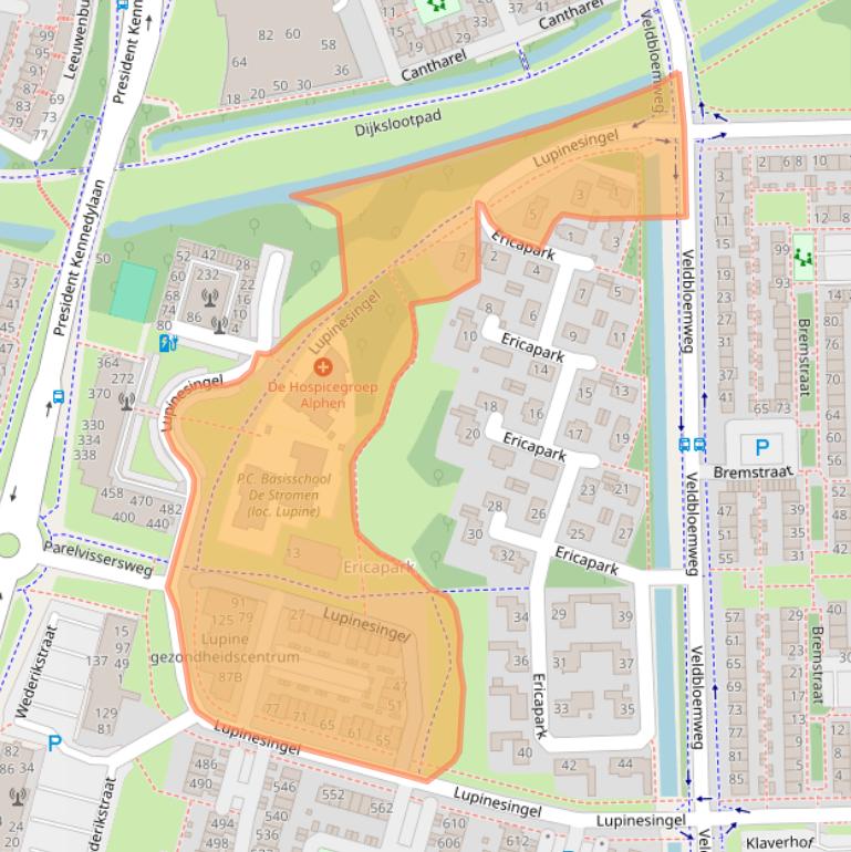 Kaart van postcodegebied 2403CM.