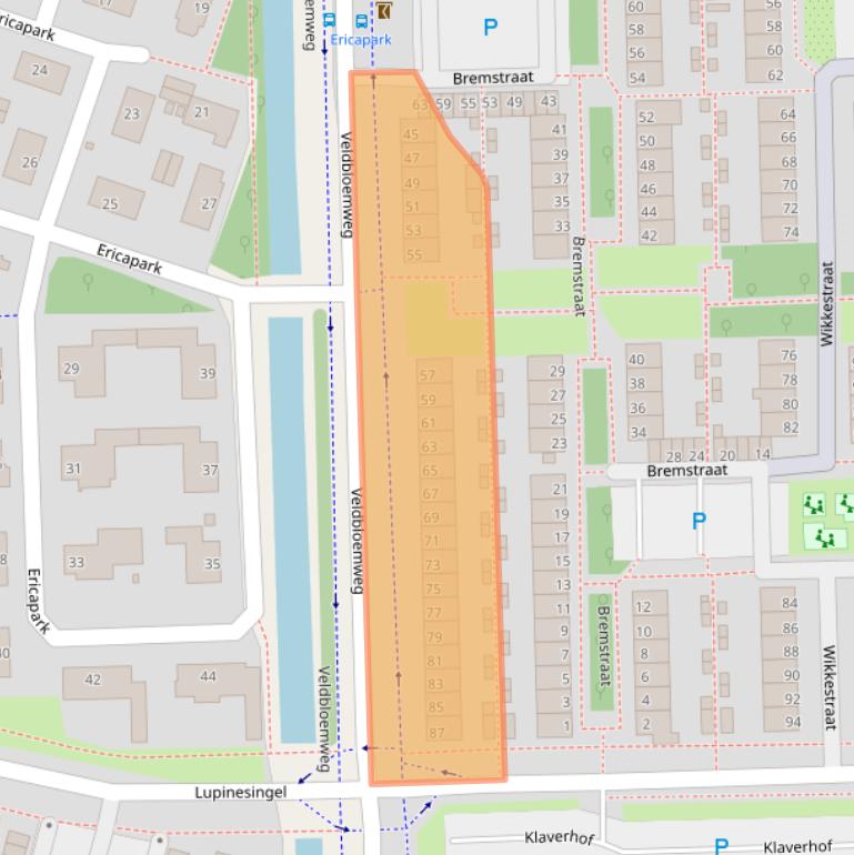 Kaart van postcodegebied 2403EJ.