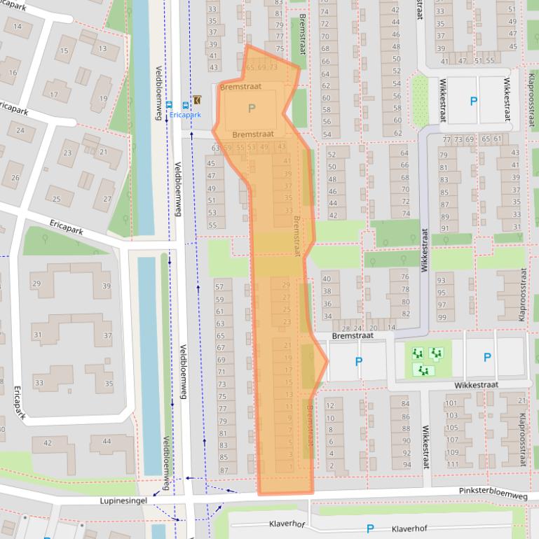 Kaart van postcodegebied 2403EK.