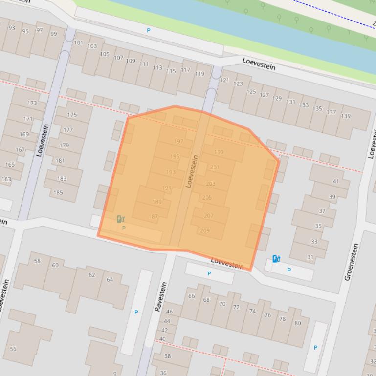 Kaart van postcodegebied 2403JJ.