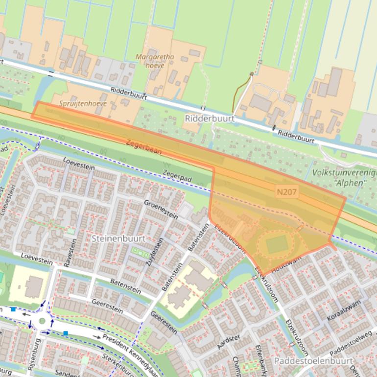 Kaart van postcodegebied 2403SJ.