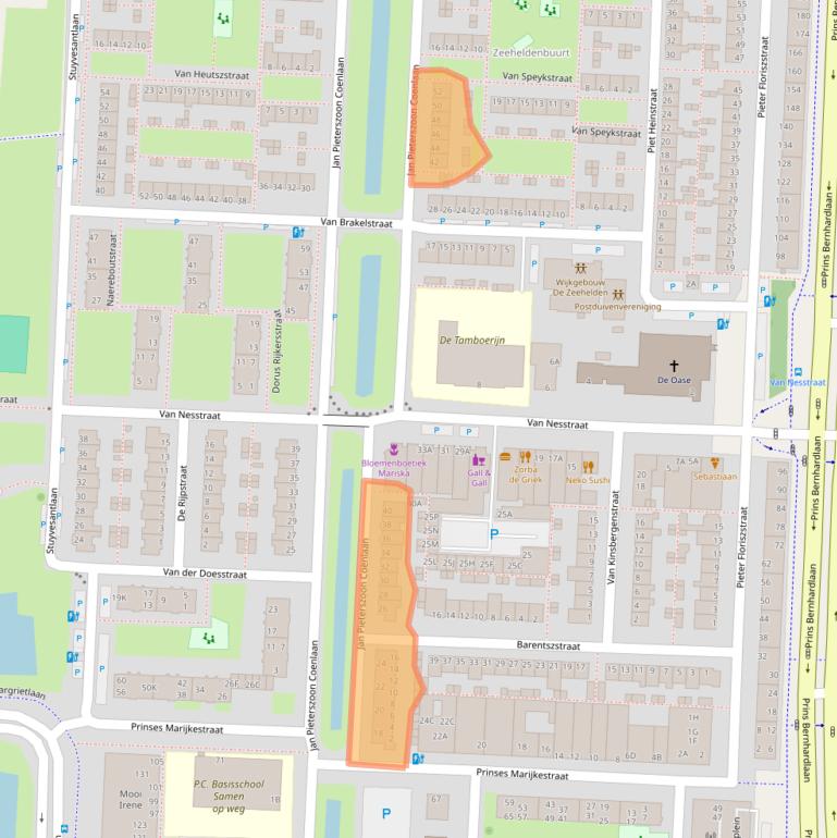 Kaart van postcodegebied 2404AN.
