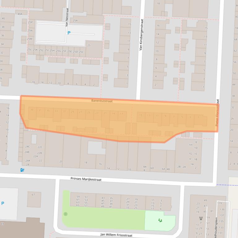 Kaart van postcodegebied 2404AX.