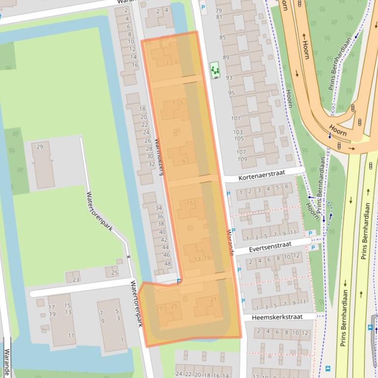 Kaart van postcodegebied 2404HW.