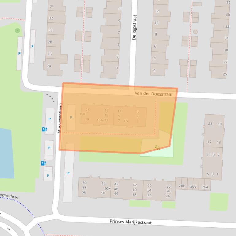 Kaart van postcodegebied 2404XJ.