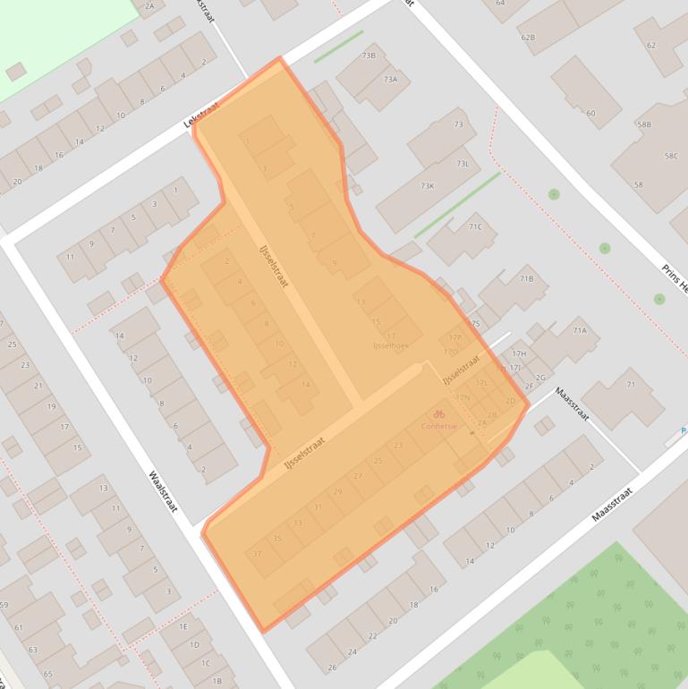 Kaart van postcodegebied 2405AB.