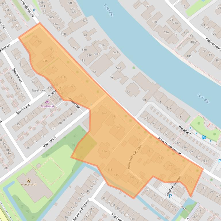 Kaart van postcodegebied 2405AG.