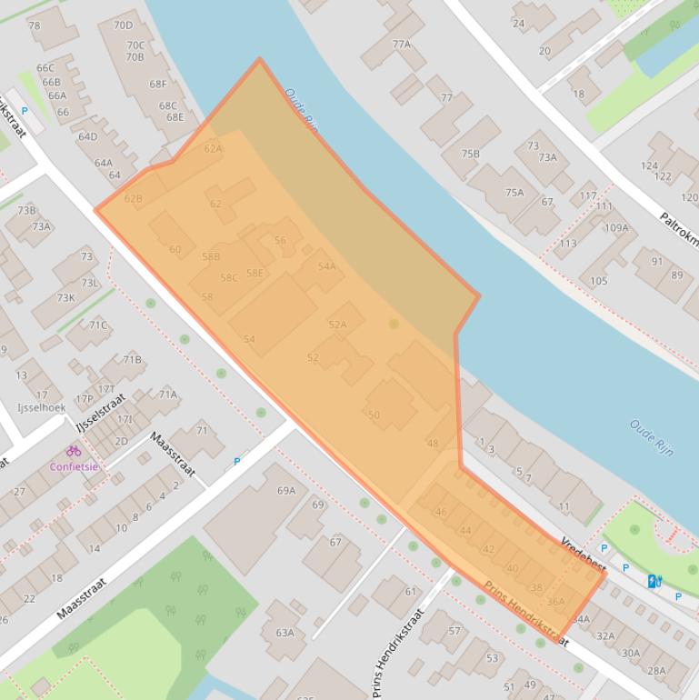 Kaart van postcodegebied 2405AK.