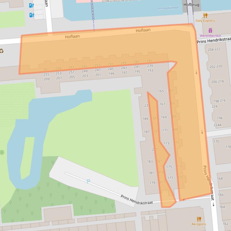 Kaart van postcodegebied 2405AT.