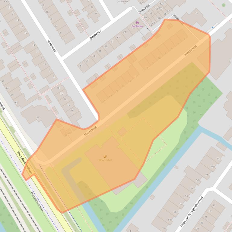 Kaart van postcodegebied 2405AZ.