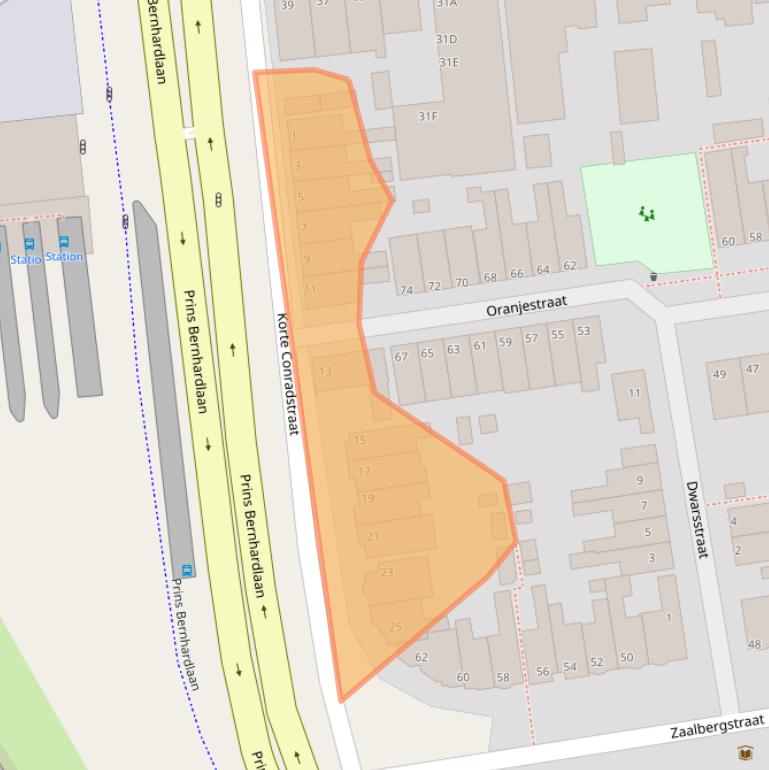 Kaart van postcodegebied 2405BJ.