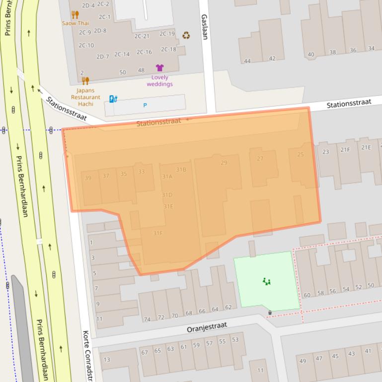 Kaart van postcodegebied 2405BM.