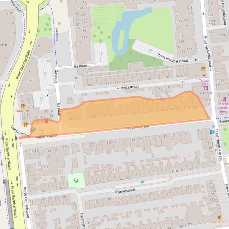 Kaart van postcodegebied 2405BN.