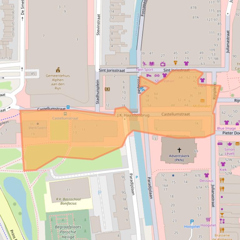 Kaart van postcodegebied 2405CB.