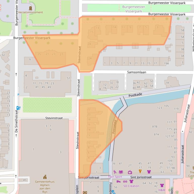 Kaart van postcodegebied 2405CP.