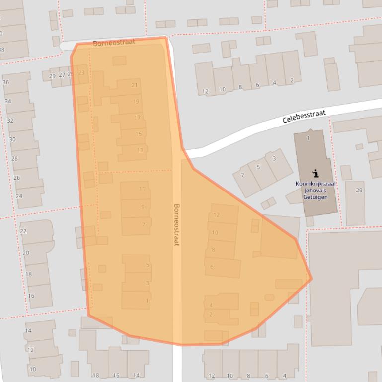 Kaart van postcodegebied 2405CW.