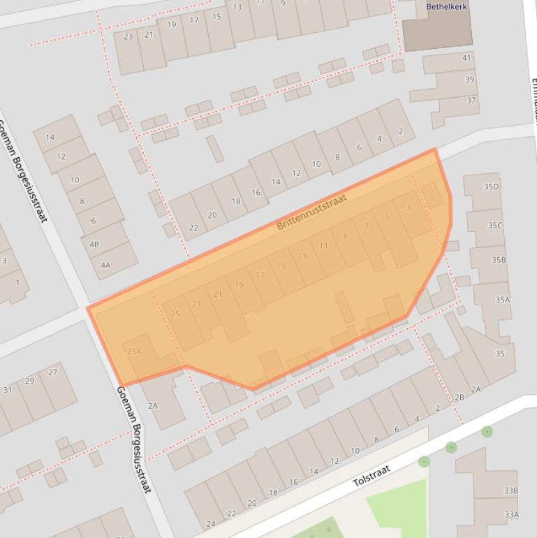 Kaart van postcodegebied 2405GG.