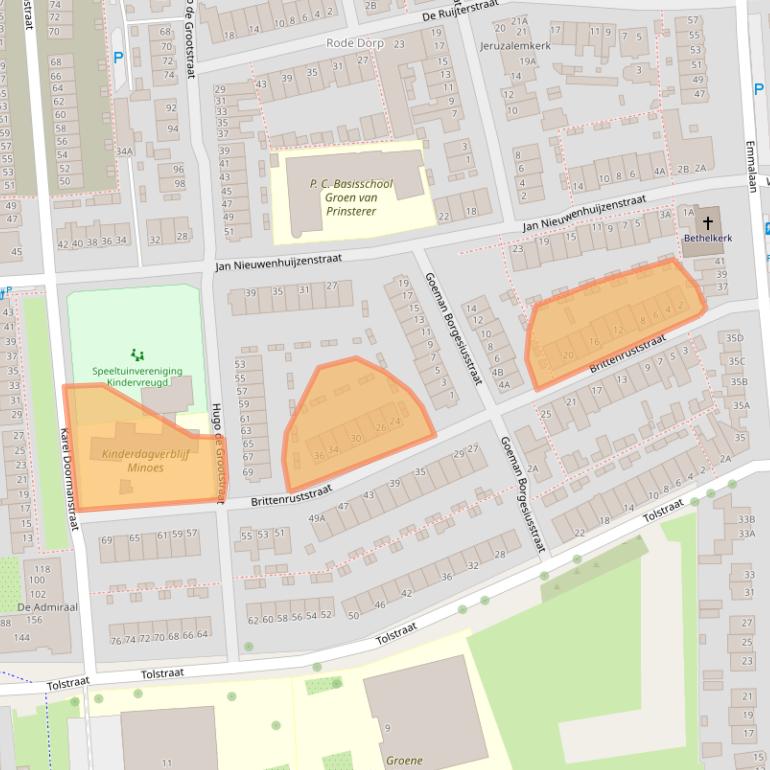 Kaart van postcodegebied 2405GJ.