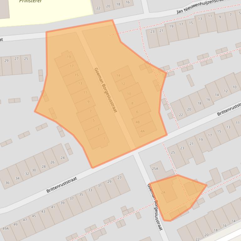 Kaart van postcodegebied 2405GK.